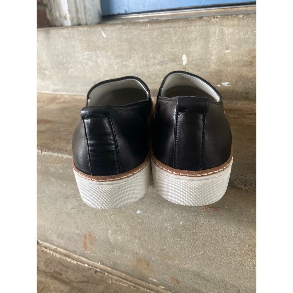Johnston & Murphy black leather loafer style slip on sneaker with white outsole - Picture 6 of 7
